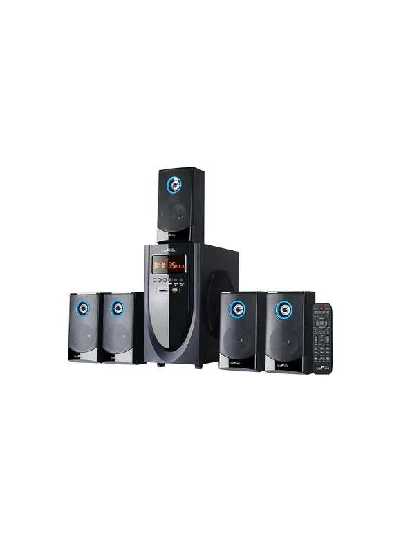 beFree Sound BFS-520 5.1 Channel Bluetooth Surround Sound Speaker System in Black and Blue