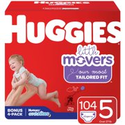 Huggies Little Movers Baby Diapers + Overnites Trial Pack, Size 5, 104 Ct, Huge Pack
