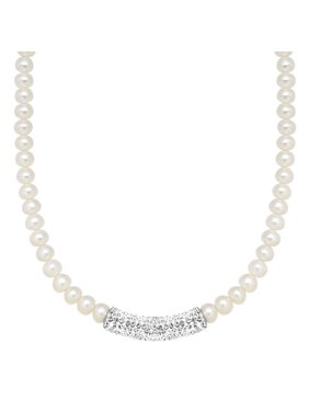 Women's Honora 6-6.5 mm Freshwater Pearl Strand Necklace with Crystals in Sterling Silver