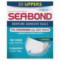Sea Bond Secure Denture Adhesive Seals, For an All Day Strong Hold, 30 Original Flavor Seals for Upper Dentures