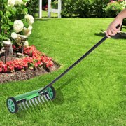 Yosoo Garden Lawn Aerator,Lawn Spike Roller,Outdoor Garden Lawn Aerator with Long Handle Spike Type Heavy Duty Steel Grass Roller