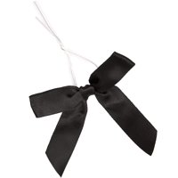 Black Satin Ribbon Twist Tie Bows (100 Count), 3 inches