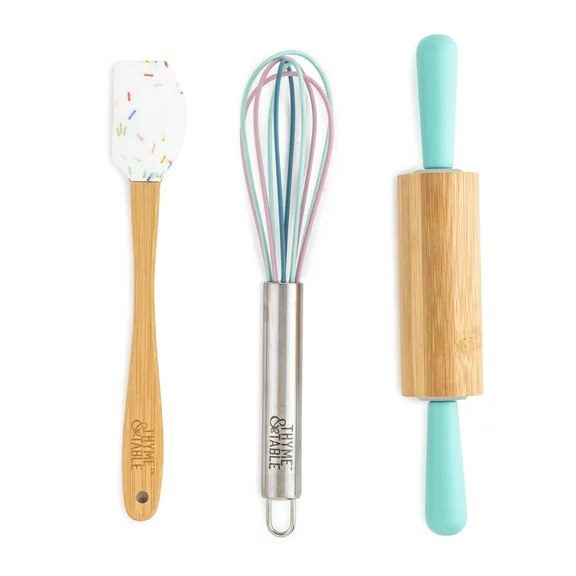 Thyme & Table Silicone Mini Bake Spatula, Whisk, Rolling Pin