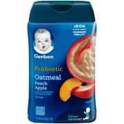 Gerber Probiotic Oatmeal & Peach Apple Baby Cereal, 8 oz. (Pack of 6)