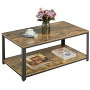 Yaheetech Industrial Coffee Table with Storage Shelf for Living Room Wood Vintage Accent Furniture Table