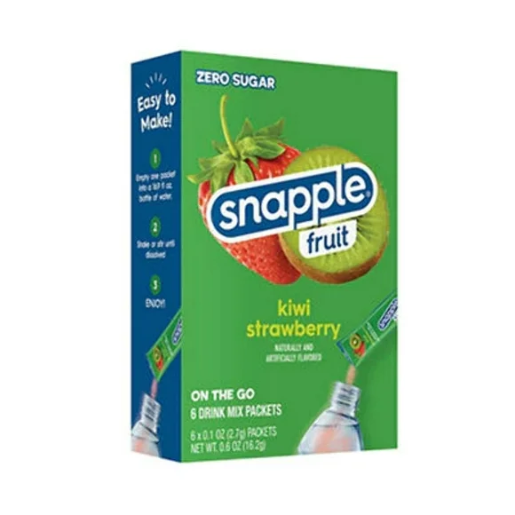 Snapple Kiwi Strawberry, Powdered Drink Mix, 6ct, on-the-go packets, Zero Sugar
