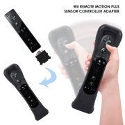 Wii Motion Plus Adapter-External Remote Motion Plus Sensor Controller + Silicone Case for Nintendo Wii - Black