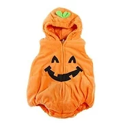 stylesilove Infant Toddler Halloween Baby Kids Fleece Pumpkin Costume Comfy Jumpsuit