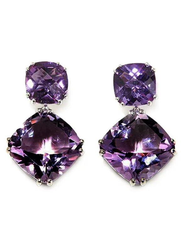 SJENERT Temperamental Purple Square-shapd Zircons Drop Dangle Earrings Elegant Jewelry Accseeories Gifts(Purple)