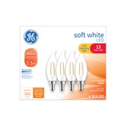 GE LED 3.5-Watt (40W Equivalent) Soft White Decorative Light Bulbs, Clear Finish, Small Base, Dimmable, 4pk