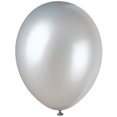 Unique Industries Latex Pearlized 16.0" Shimmering Silver Solid Print Balloons, 50 Count