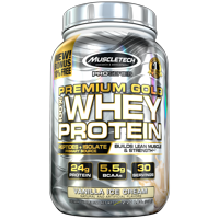 Premium Gold 100% Whey Protein Powder, Ultra Fast Absorbing Whey Peptides & Whey Protein Isolate, Vanilla Ice Cream, 30 Servings (2.23lbs)
