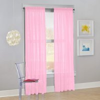 Decotex Set of 2 Sheer Voile Transparent Window Panel Curtain Drapes (54" W X 84" L, Light Pink)