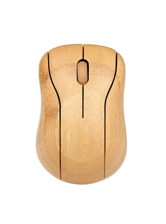 MIXFEER 2.4G Wireless Optical Bamboo Mouse 3 Adjustable DPI Computer Mouse with USB Receiver for Notebook PC Laptop Computer Yellow