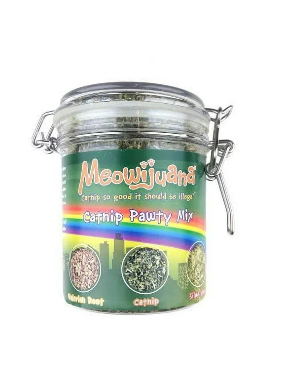 Meowijuana MJ80016 Jar of Catnip Pawty Mix Cat Food