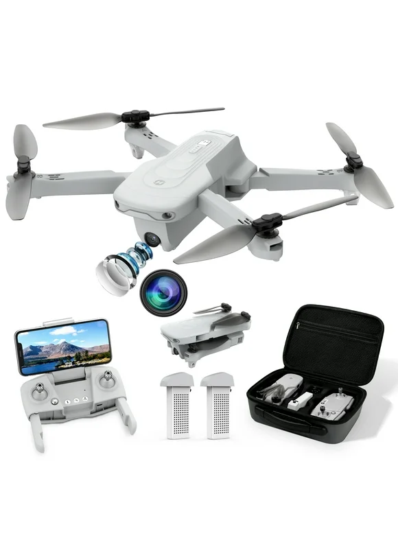 Holy Stone HS175 GPS Drone with Camera for Adults, RC Quadcopter with 2K Camera, Auto Return Home, 2 Batteries, Grey