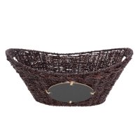 Mainstays Oval Espresso Seagrass Basket with Chalk Board and Cut Out Handles