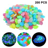 200pcs Glow in The Dark Pebbles for Outdoor Decor, Garden Lawn Yard, Aquarium, Walkway, Fish Tank, Pathway, Dwered by Light or Solar-Recharge Repeatedlyriveway, Luminous Pebbles Multicolor
