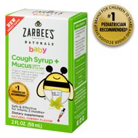 Zarbee's Naturals Baby Cough Syrup + Mucus with Agave & Ivy Leaf, Natural Cherry Flavor , 2 Fl. Ounces (1 Box)
