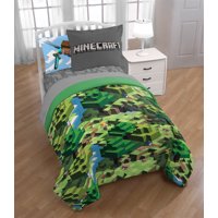 Minecraft Green Blocks Bed in a Bag Kids Bedding Set w/ Reversible Comforter