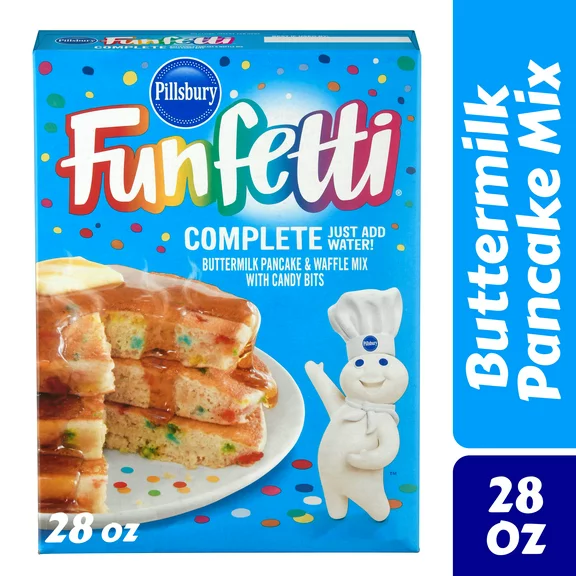 Pillsbury Funfetti Complete Buttermilk Pancake and Waffle Mix, 28 oz Box