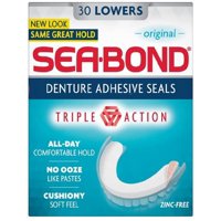 SEA-BOND Denture Adhesive Wafers Lowers Original 30 Each (Pack of 4)