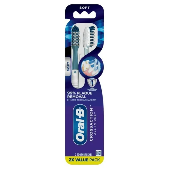 Oral-B Crossaction All In One Toothbrushes, Soft, 2 Count