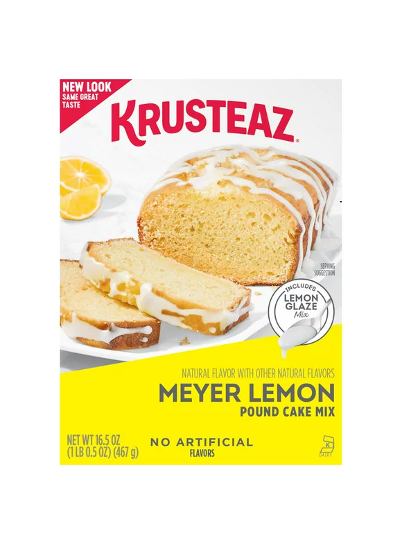 Krusteaz Meyer Lemon Pound Cake and Glaze Mix, 16.5 oz Box
