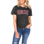 Fresno State Bulldogs Women's Varsity Vibes Mineral Wash Cropped T-Shirt - Charcoal