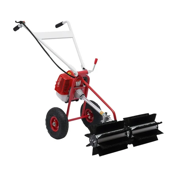 Walk-Behind Push Sweeper, 43cc 2 Stroke Outdoor Sweeper for Sidewalks, Streets, Driveways Cleaning