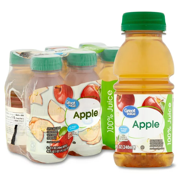 Great Value Apple Juice, 8 Fl. Oz., 6 Count