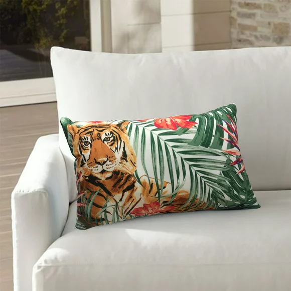 Jungle Tiger Throw Pillow 12x20