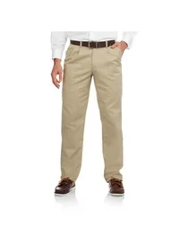 George Men's and Big Men's Wrinkle Resistant Pleated 100% Cotton Twill Pant with Scotchgard