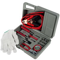Roadside Emergency Tool and Auto Kit, 30 Piece Set for Car, Truck, SUV, RV-Carrying Case, Jumper Cables, Tools, Gloves, and More by Stalwart