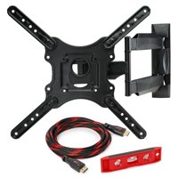Full Motion TV Wall Mount Monitor Bracket for 32-52 Inch LED, LCD and Plasma Flat Screen Displays up to VESA 400x400. Universal Fit, Swivel, Tilt, Articulating with 10' HDMI Cable