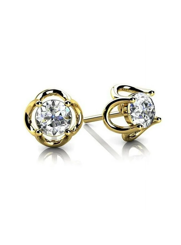Harry Chad Enterprises 19001 14K Yellow Gold Jewelry Womens Diamond Stud Earring