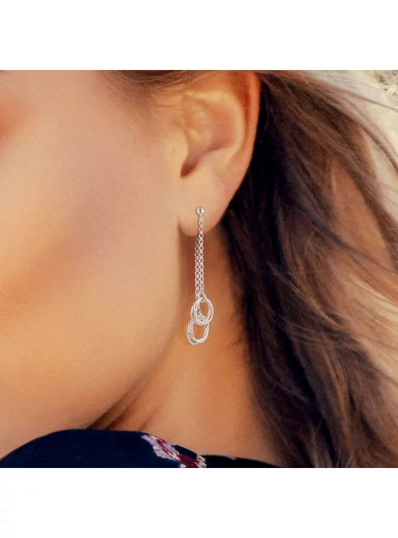 i925 Jewelry Sterling Silver Jacket Circle Dangle Impressive Earrings