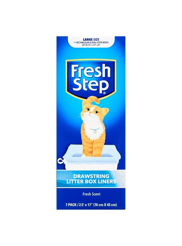 Fresh Step Drawstring Litter Box Liners Scented, Large Size, 30" x 17" - 7 Count