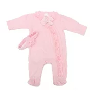22" Pink Girl Doll Clothes Headdress Coat Set For 22'' Handmade Lifelike Reborn Baby