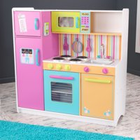 KidKraft Deluxe Big and Bright Wooden Play Kitchen with Play Phone, Neon Colors