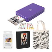 Lifeprint 2x3 Portable Photo and Video Printer (Purple) Photo Album Bundle