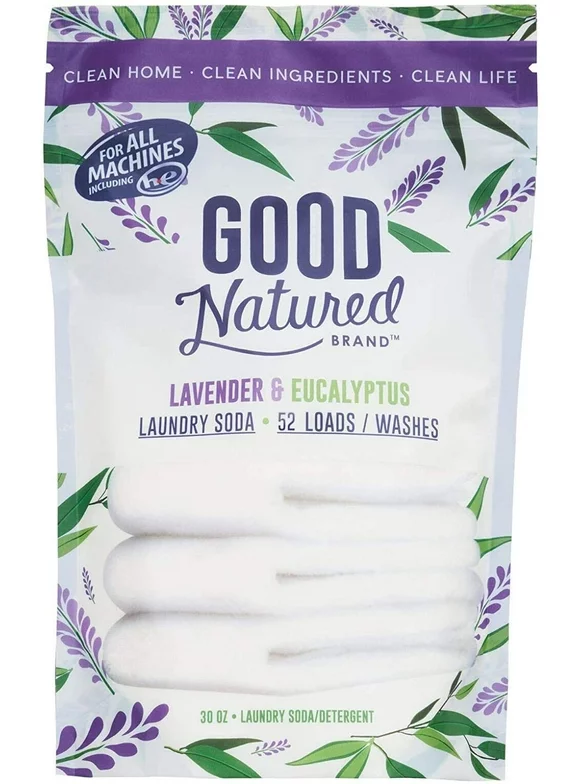 Good Natured Brand Laundry Soda, Lavender & Eucalyptus - 30oz (52 Loads) - High Efficiency Laundry Detergent Powder Made With Simple Ingredients