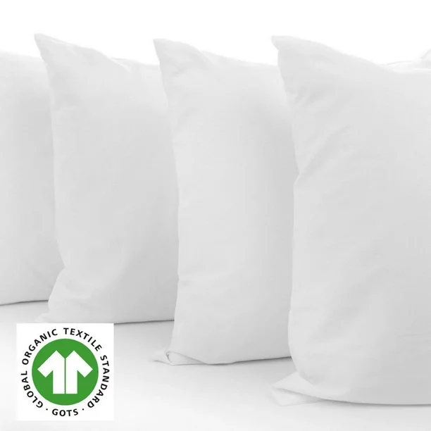 A1HC Organic Cotton Sterilized Feather Down Extra Fluff and Durable Pillow Insert (Set of 2)