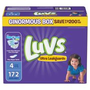 [Diapers]-Luvs Ultra Leakguards Diapers Size 4 -172 ct. ( Weight 22-37 lb.) - Bulk Qty,- Comfortable, Soft, No leaking & Good nite Diapers
