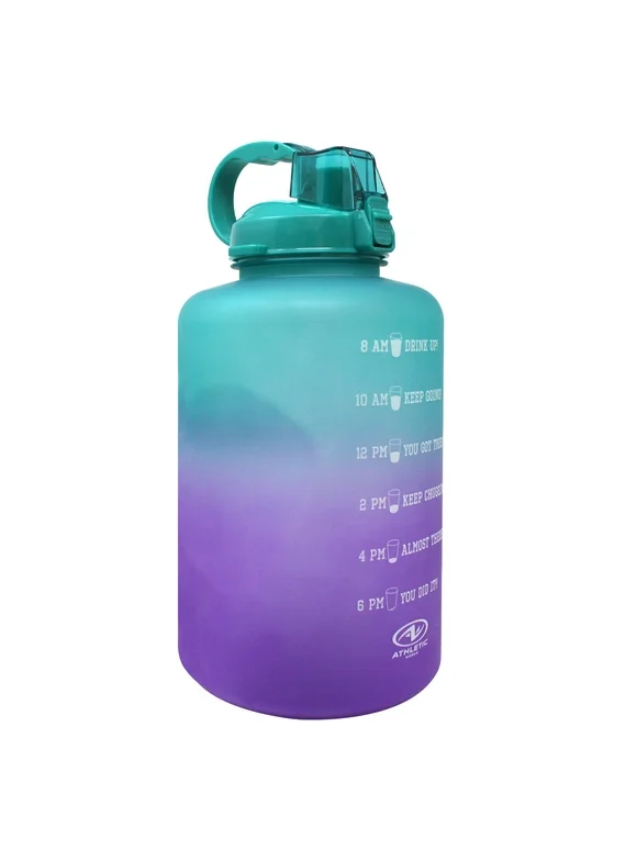 Athletic Works 128 Ounce Bottle W/ Pop Straw, Teal/Purple Ombre