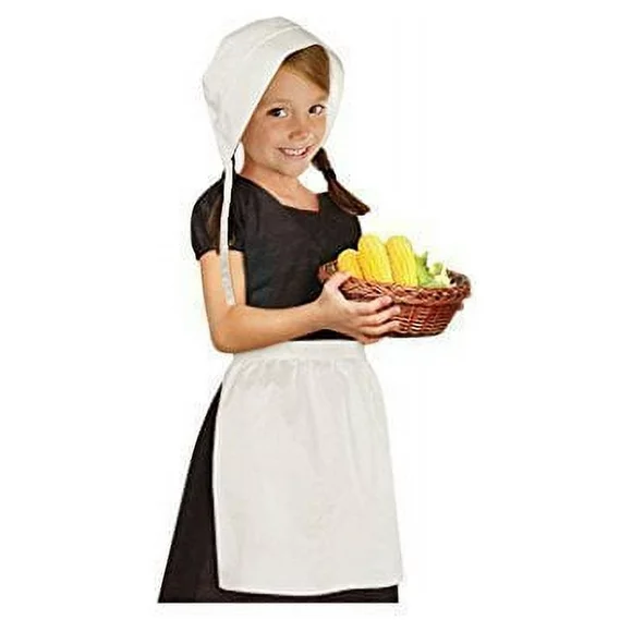 Amscan Festive Fall Thanksgiving Party Pilgrim Girl Set - Child Wearables, Fabric, 15" Pack of 2 Costume