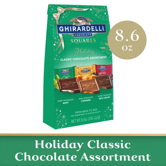 GHIRARDELLI Holiday Classic Chocolate Assortment Squares, 8.6 oz Bag