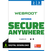 Webroot Internet Security with Antivirus Protection - 2020 Software / 3 Device / 2 Year Subscription / Digital Download