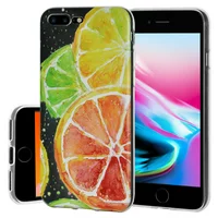 iPhone 8 Plus Case, Premium Soft Gel Clear TPU Graphic Skin Case Cover for Apple iPhone 8 Plus - Modern Citrus Print, Support Wireless Charging, Slim Fit, ShockProof