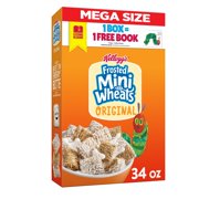 Kellogg's Frosted Mini-Wheats Breakfast Cereal, High Fiber Cereal, Kids Snacks, Original, 34oz, 1 Box